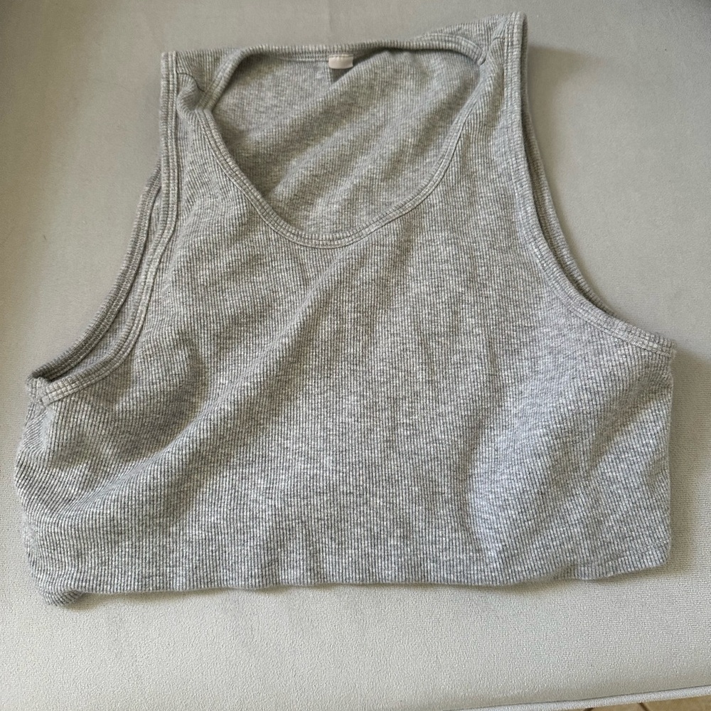 ALO Yoga Gray Ribbed Tank Top